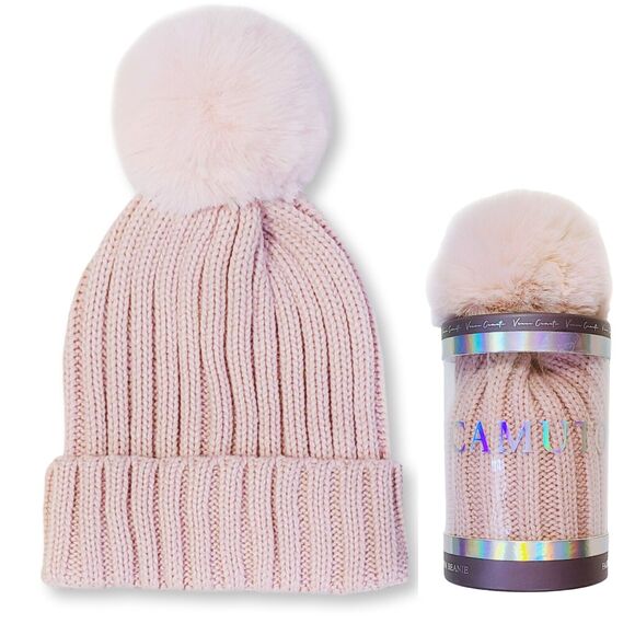 NWT Vince Camuto Women's Faux Fur Pom Beanie Hat with Gift Box - Picture 1 of 5
